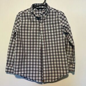 Janie and Jack Blue and Orange Checked Button Down Shirt Size 5